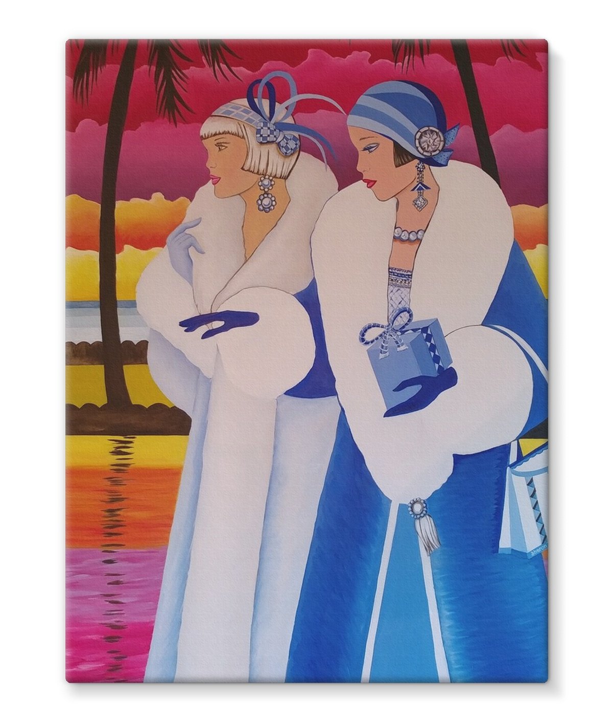 Palm Beach Blue Canvas artwork featuring vibrant blue hues on heavyweight poly-cotton material, gallery wrapped on a deep stretcher bar.