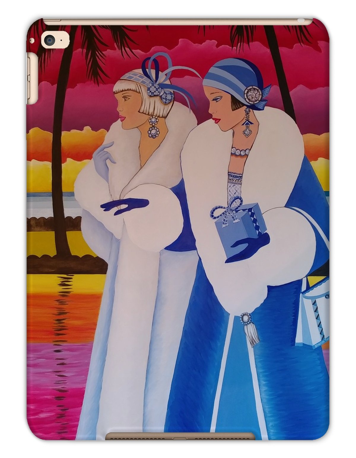 Palm Beach Blue Tablet Case made from durable shatterproof plastic, showcasing its lightweight design and vibrant blue color.