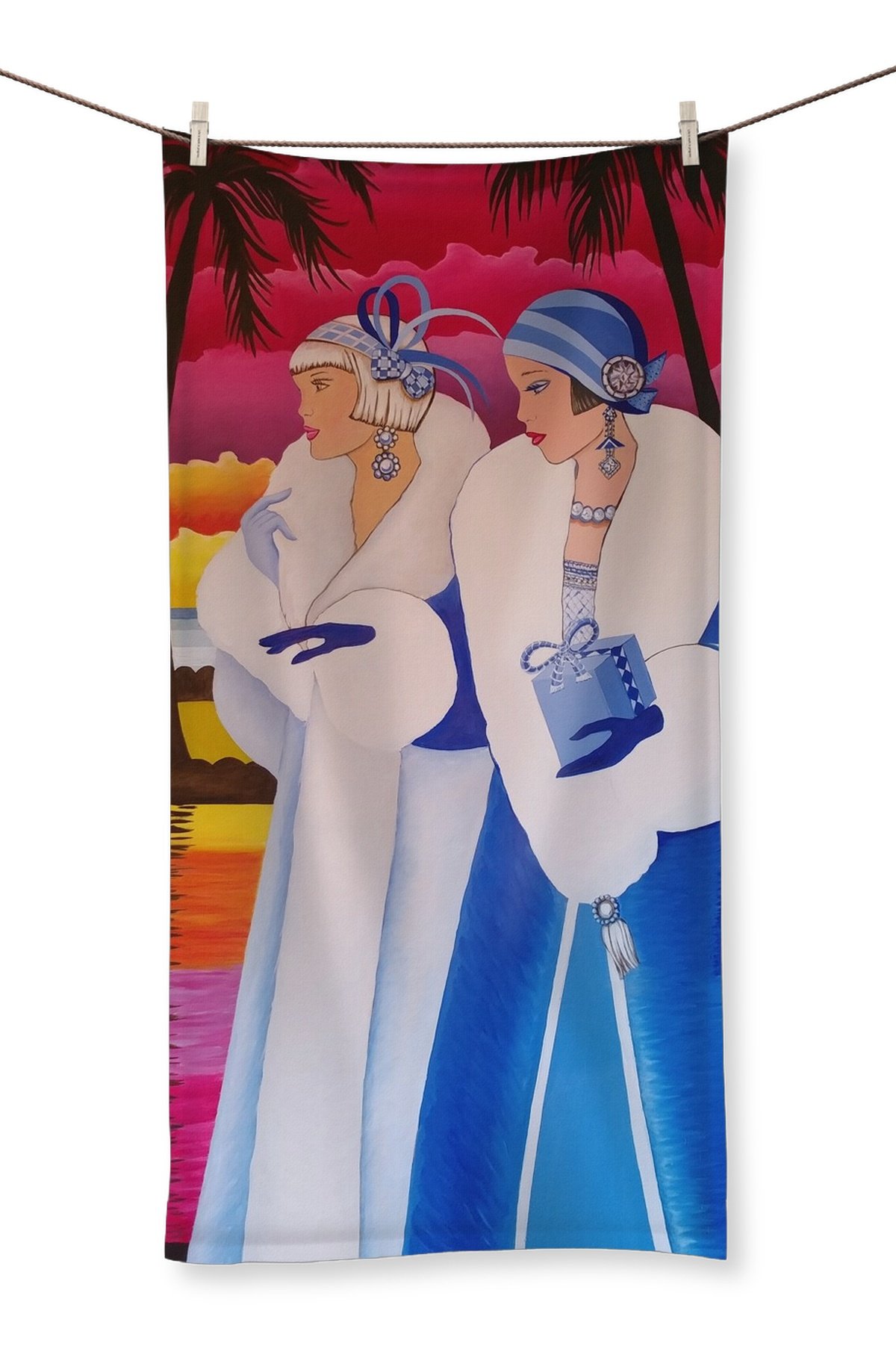 Palm Beach Blue Towel made of soft microfibre, showcasing its vibrant blue color and lightweight design.