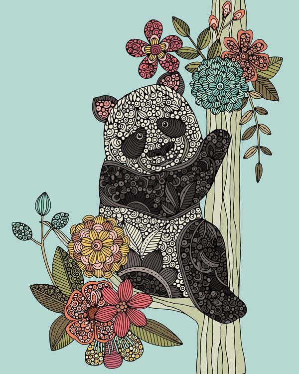 A beautiful panda bear artwork printed on 8x10 photographic paper, showcasing vibrant colors and intricate details.