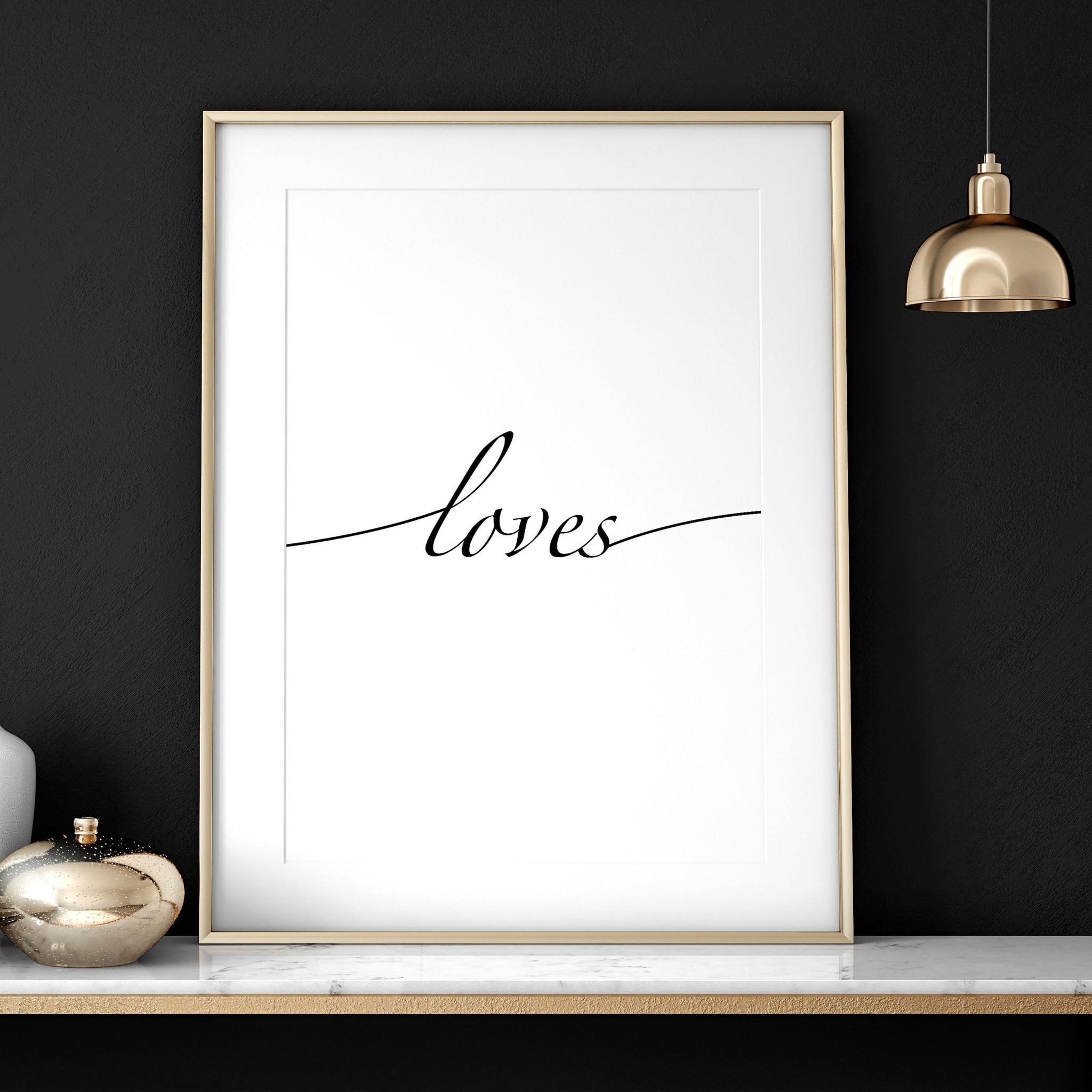 Set of 3 black and white wall art prints featuring the quote 'All of me loves all of you', perfect for bedroom decor.