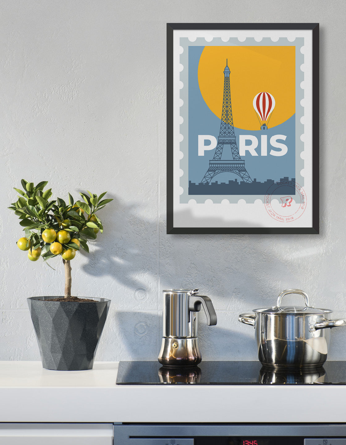 Customizable travel poster of Paris featuring the Eiffel Tower, perfect for unique gifts.