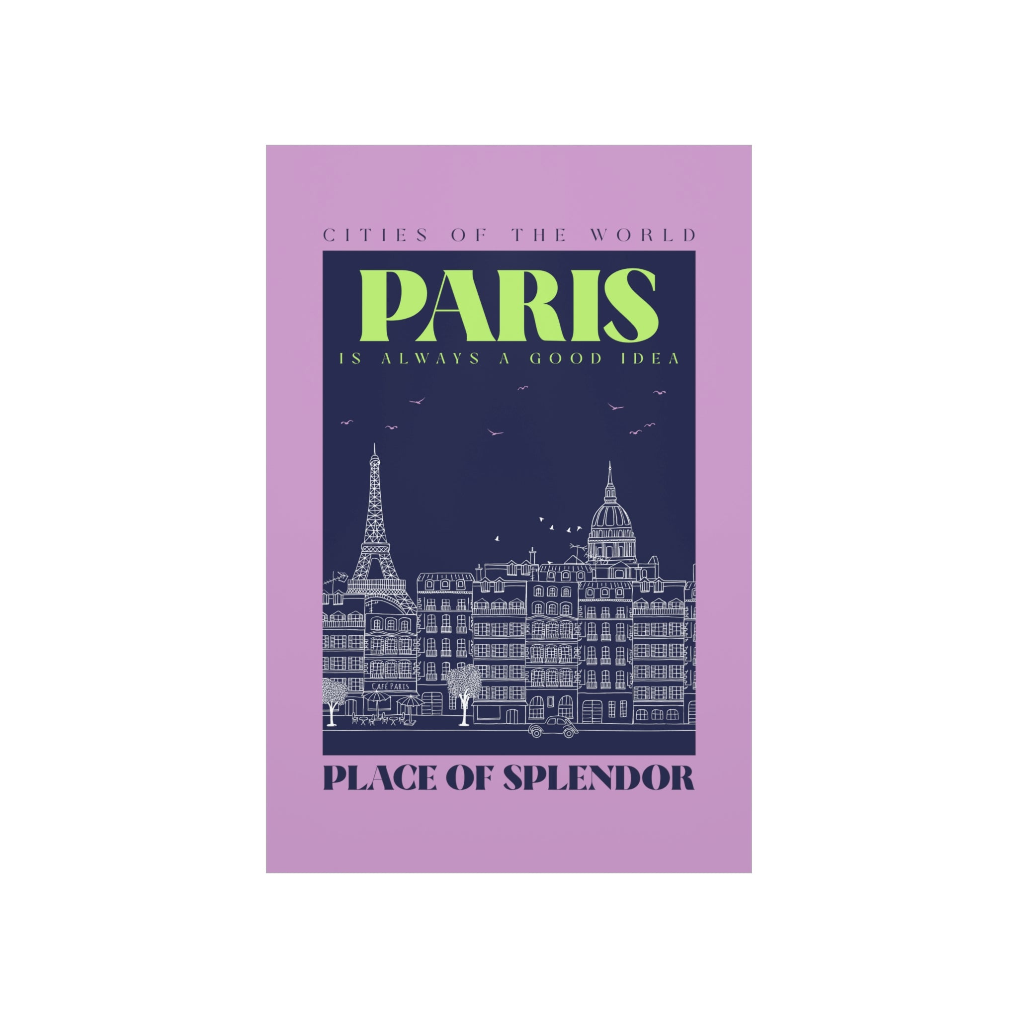 A stylish Paris City Outline Poster showcasing the iconic skyline in a minimalist design, printed on premium matte art paper.