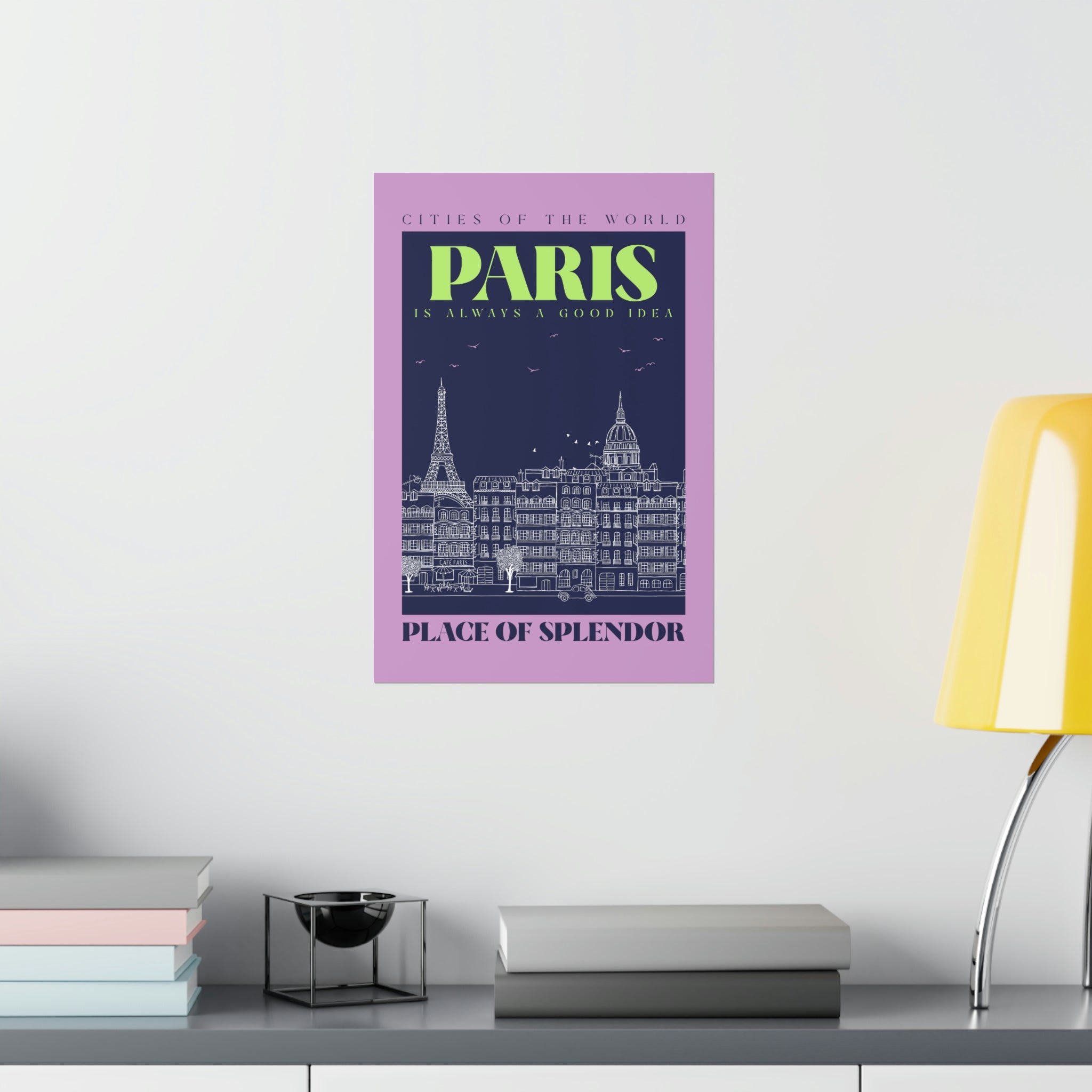 A stylish Paris City Outline Poster showcasing the iconic skyline in a minimalist design, printed on premium matte art paper.