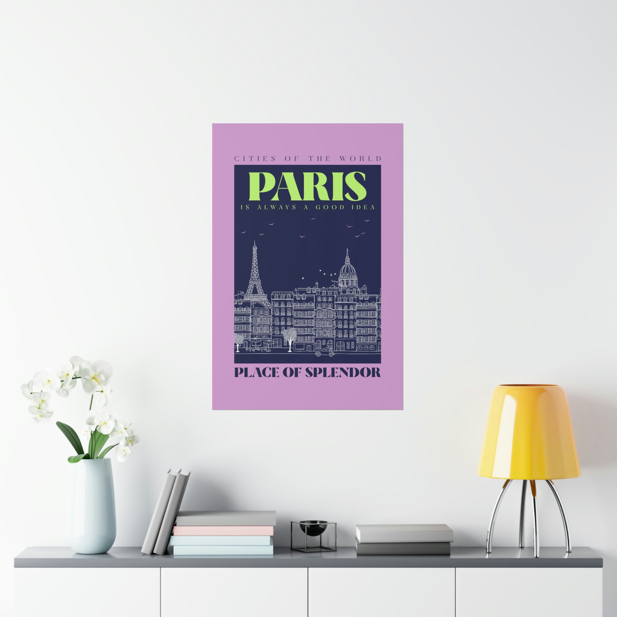 A stylish Paris City Outline Poster showcasing the iconic skyline in a minimalist design, printed on premium matte art paper.