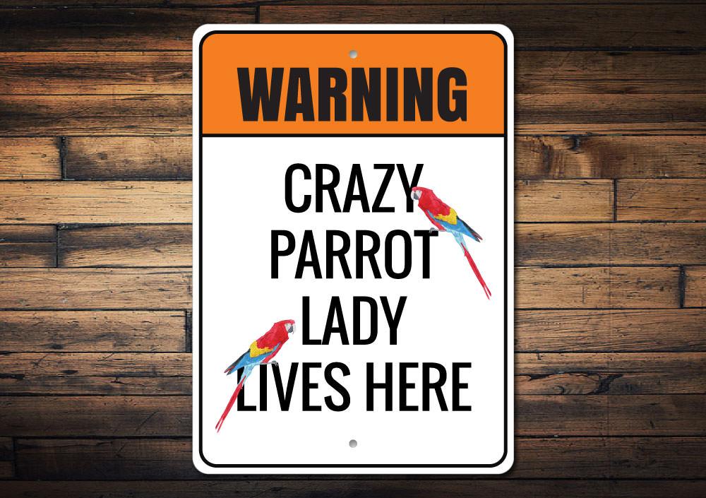 Colorful Parrot Sign made of durable aluminum, featuring vibrant colors and customizable text, perfect for home decor.