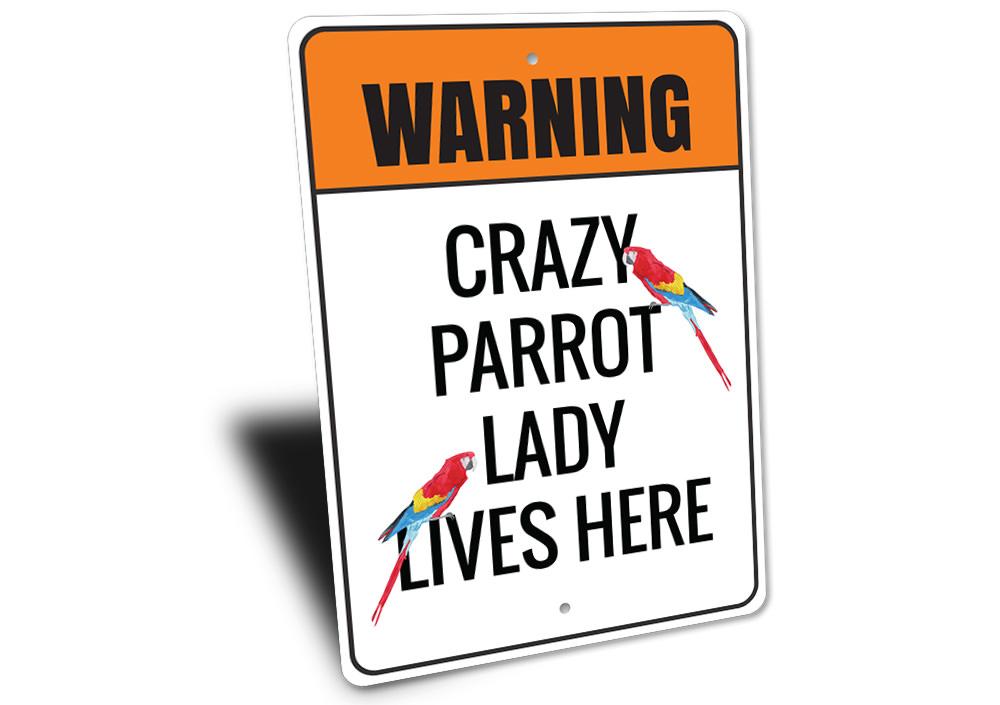 Colorful Parrot Sign made of durable aluminum, featuring vibrant colors and customizable text, perfect for home decor.