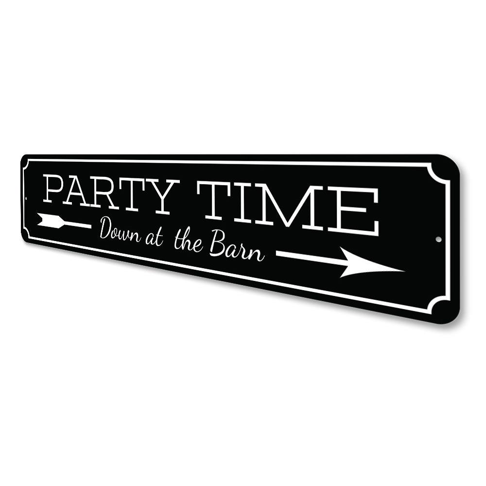 A vibrant Party Time Sign made of aluminum, featuring customizable text and a fun design, perfect for home decor.