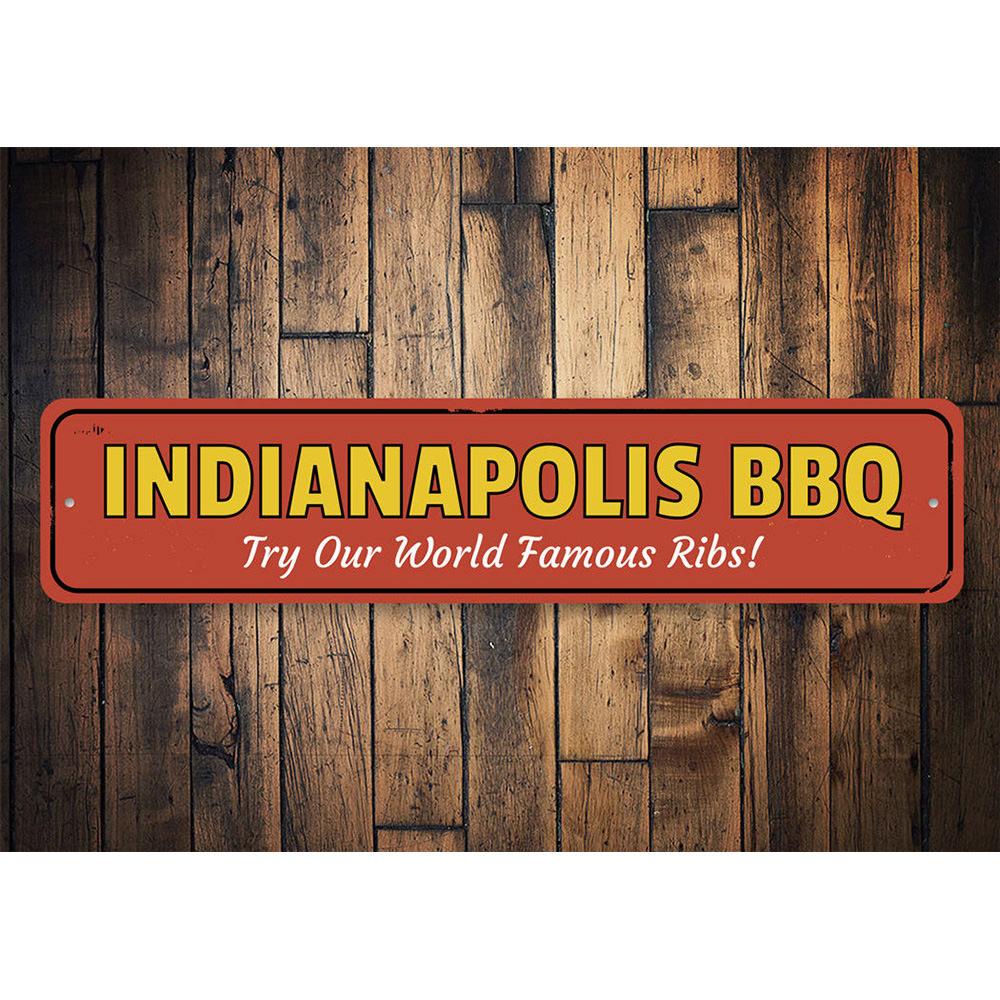 Patio BBQ And Brews Sign made of high-quality aluminum, featuring vibrant colors and customizable text, perfect for outdoor decor.