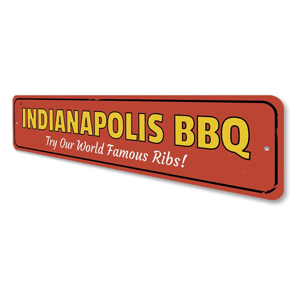 Patio BBQ And Brews Sign made of high-quality aluminum, featuring vibrant colors and customizable text, perfect for outdoor decor.