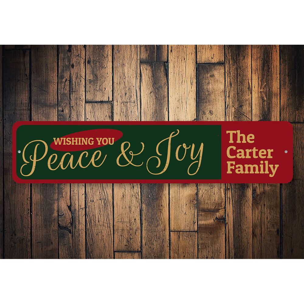 A beautifully designed Peace & Joy Sign featuring festive colors and motifs, perfect for Christmas decorations.