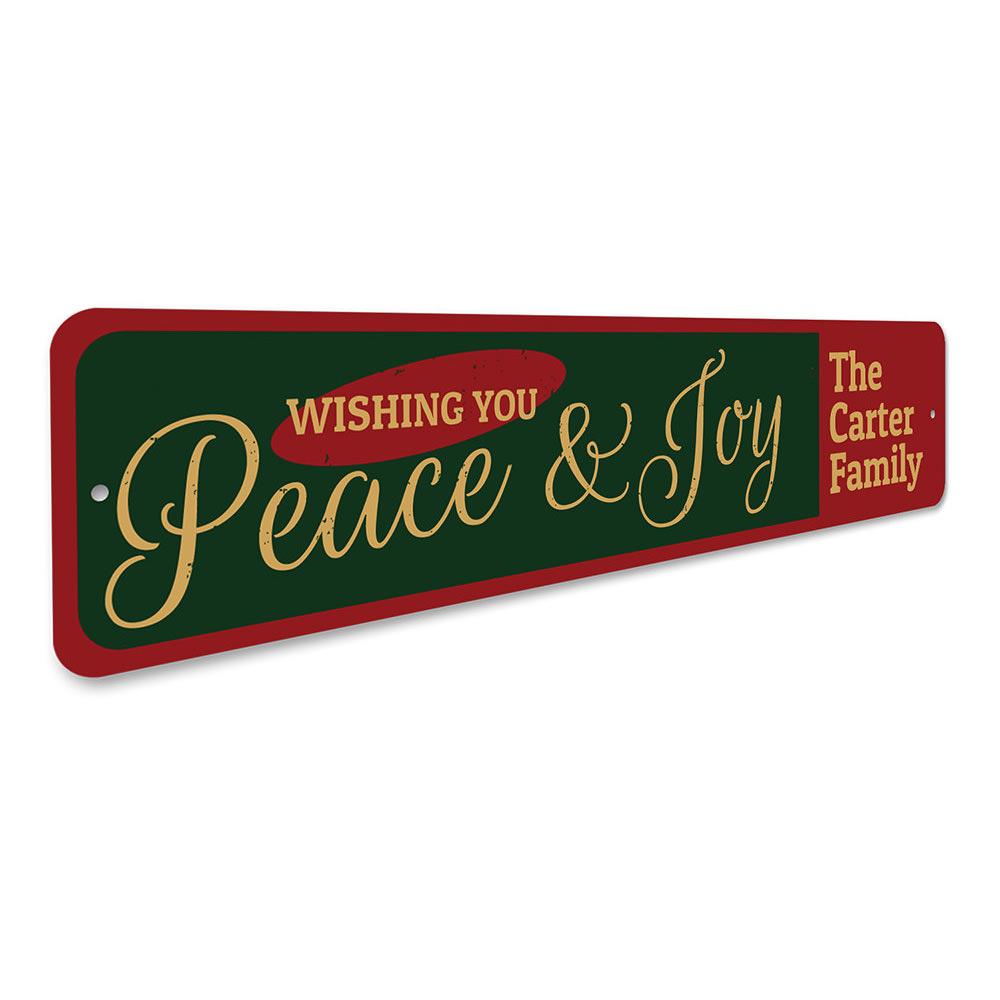 A beautifully designed Peace & Joy Sign featuring festive colors and motifs, perfect for Christmas decorations.