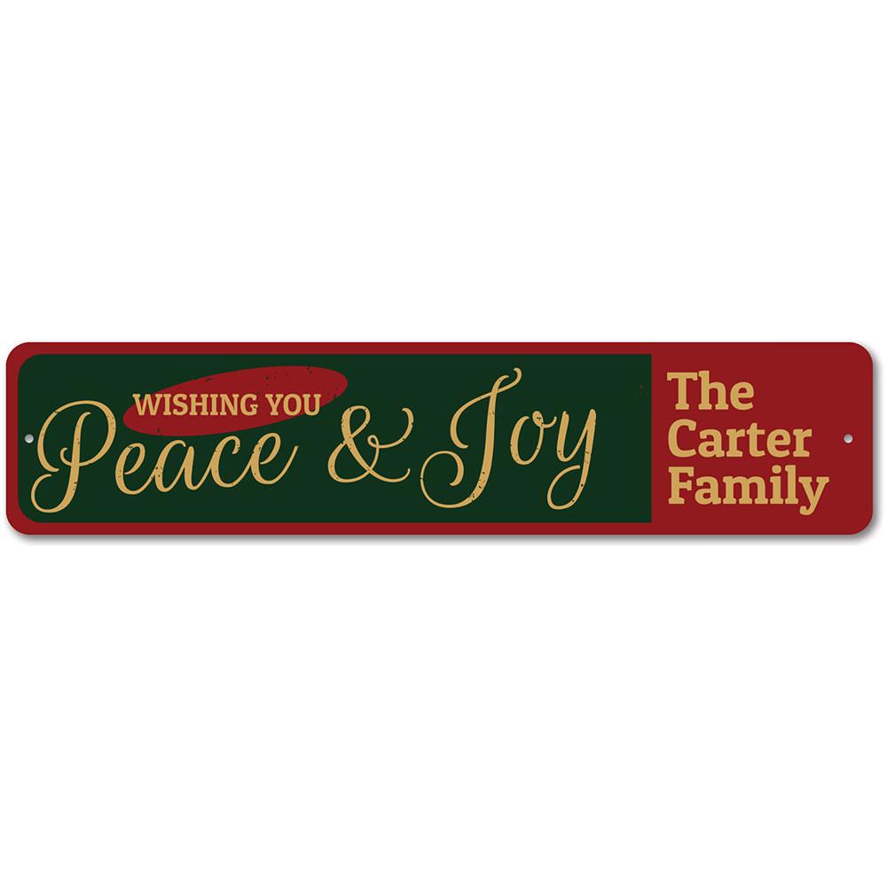 A beautifully designed Peace & Joy Sign featuring festive colors and motifs, perfect for Christmas decorations.