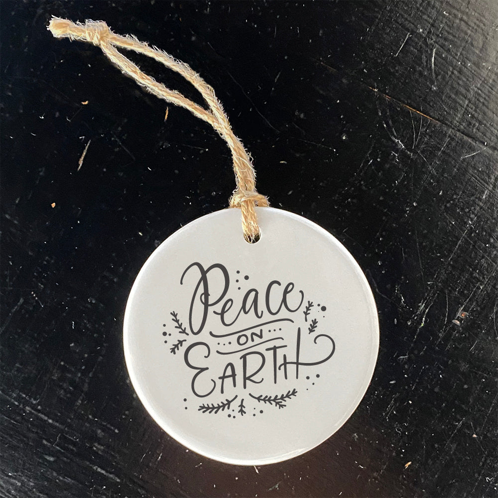 Peace on Earth Ornament made of high-quality porcelain with a glossy finish, featuring original designs printed in vibrant colors.