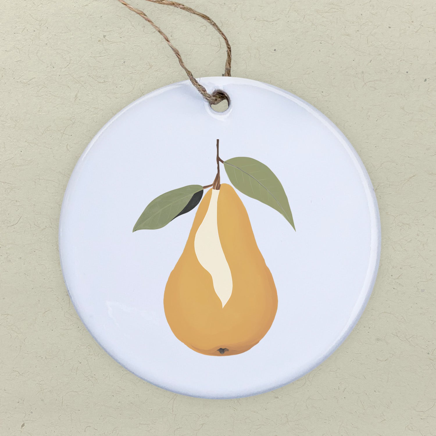 A beautifully crafted porcelain Pear Ornament with a vibrant design, perfect for gifting or home decoration.