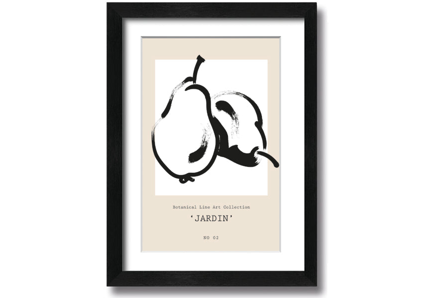 A beautifully framed Pears Jardin print featuring elegant pear designs, available in various frame colours.