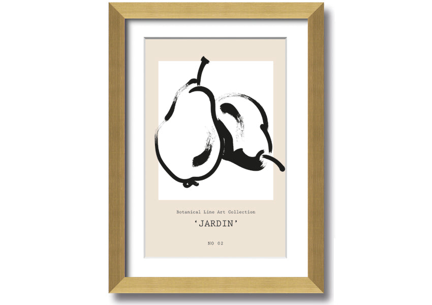 A beautifully framed Pears Jardin print featuring elegant pear designs, available in various frame colours.