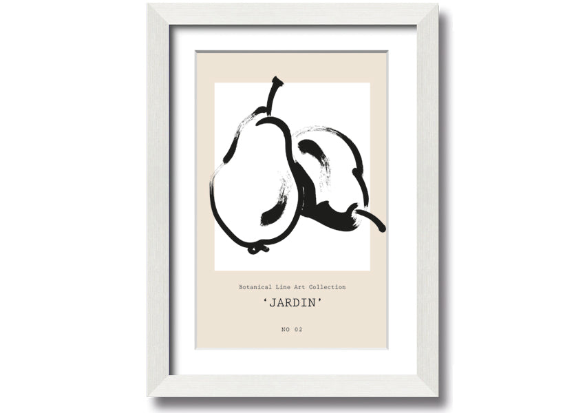 A beautifully framed Pears Jardin print featuring elegant pear designs, available in various frame colours.