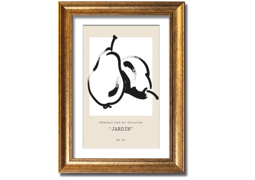 A beautifully framed Pears Jardin print featuring elegant pear designs, available in various frame colours.