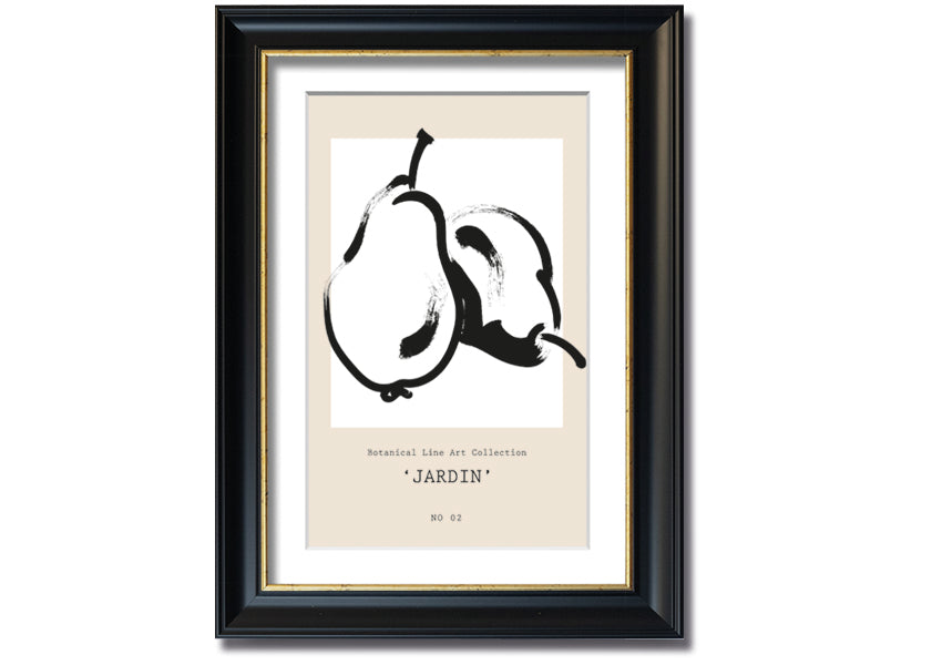 A beautifully framed Pears Jardin print featuring elegant pear designs, available in various frame colours.