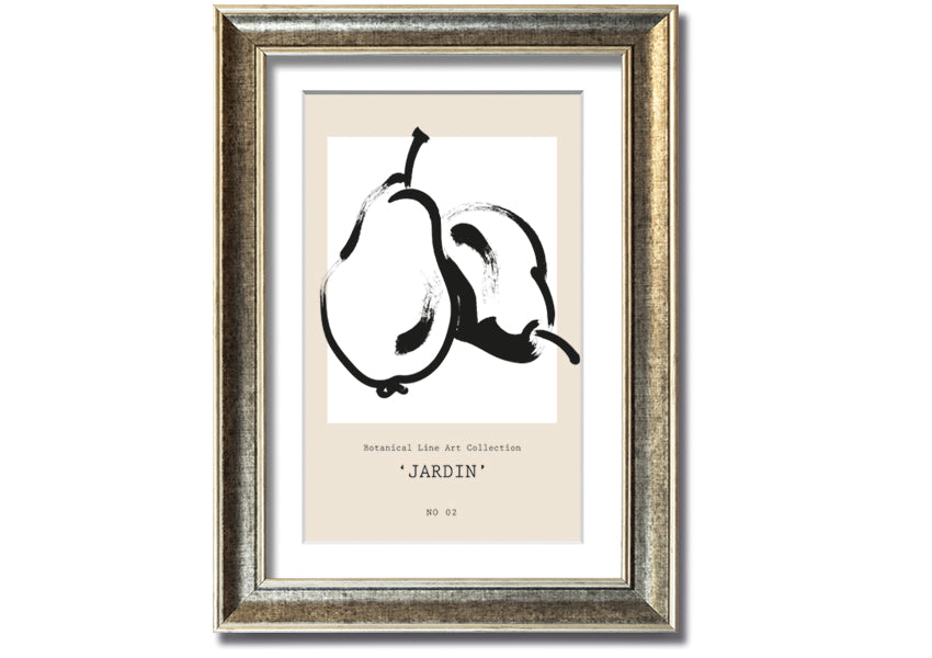 A beautifully framed Pears Jardin print featuring elegant pear designs, available in various frame colours.