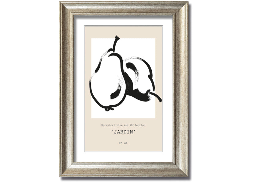 A beautifully framed Pears Jardin print featuring elegant pear designs, available in various frame colours.