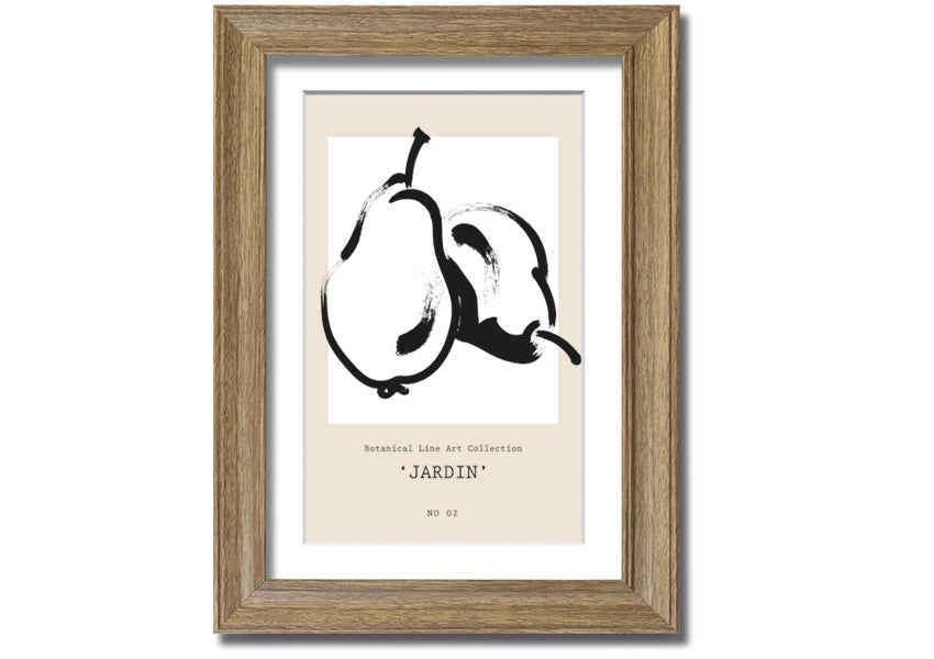 A beautifully framed Pears Jardin print featuring elegant pear designs, available in various frame colours.