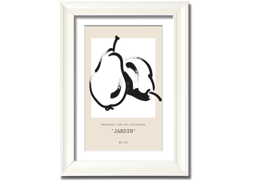 A beautifully framed Pears Jardin print featuring elegant pear designs, available in various frame colours.