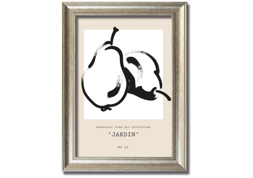 A beautifully framed Pears Jardin print featuring elegant pear designs, available in various frame colours.