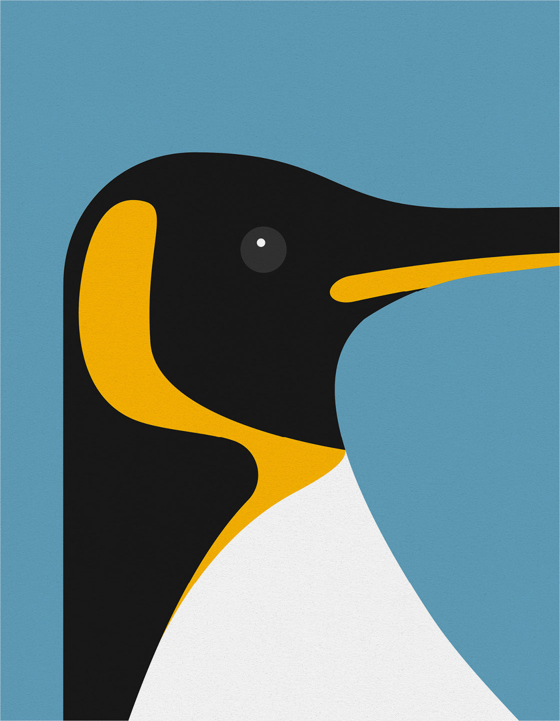 A stylish depiction of an Emperor Penguin in a minimalist design, showcasing its iconic black and white colors with bold color options.