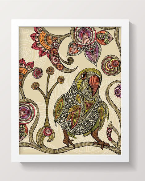 Vibrant artwork of Peter the Parrot printed on 8x10 photographic paper, showcasing bright colors and intricate details.