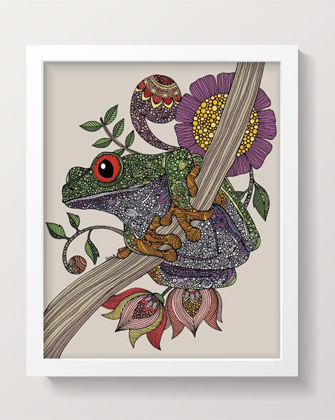 A vibrant Phileus Frog artwork printed on 8x10 photographic paper, showcasing intricate details and colors.