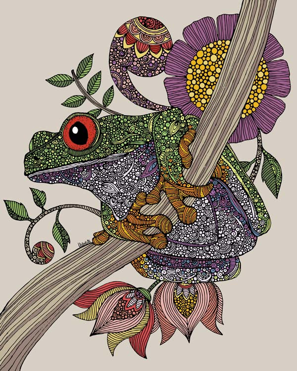 A vibrant Phileus Frog artwork printed on 8x10 photographic paper, showcasing intricate details and colors.