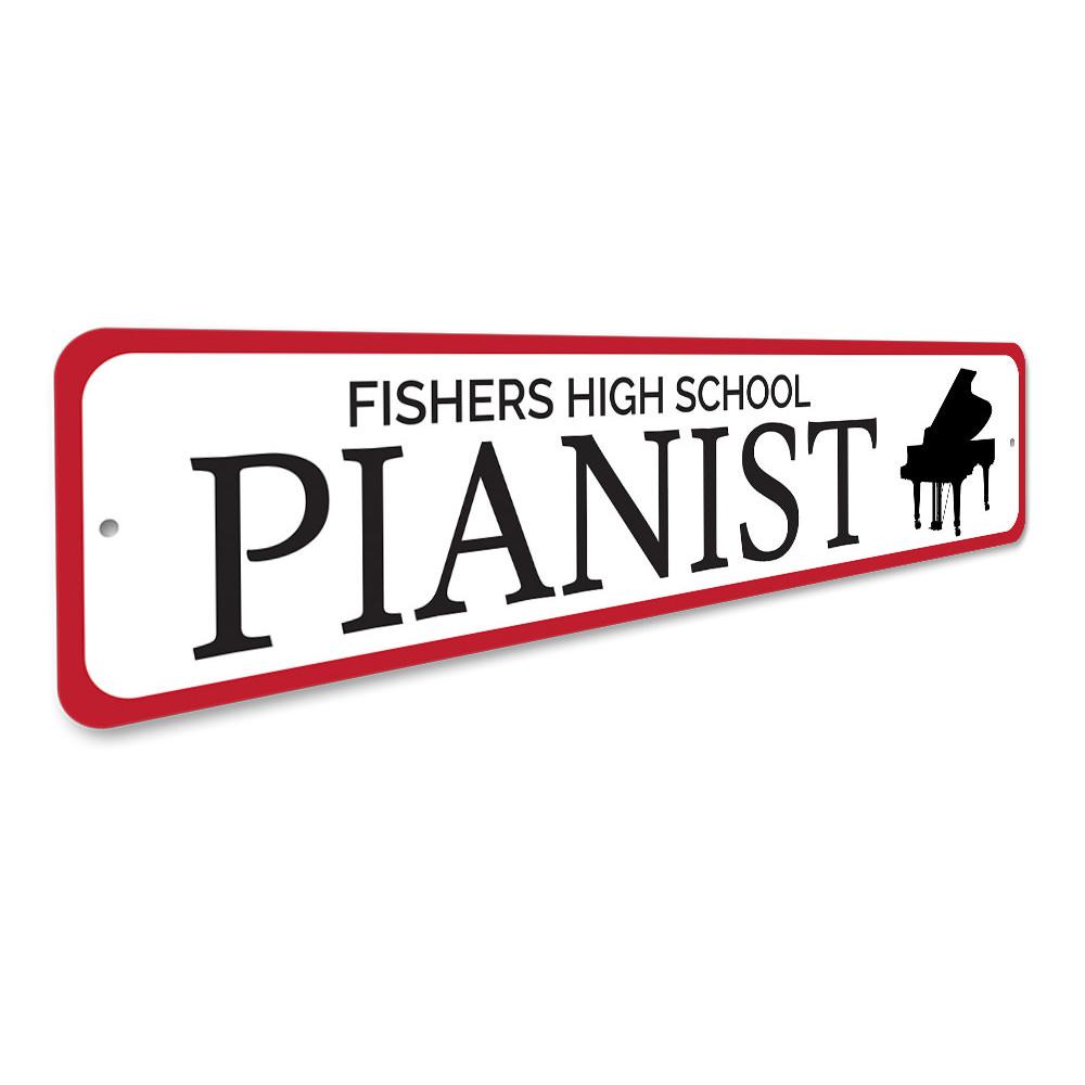 Customizable Pianist Sign made of high-quality aluminum, featuring musical design elements, perfect for home decor.