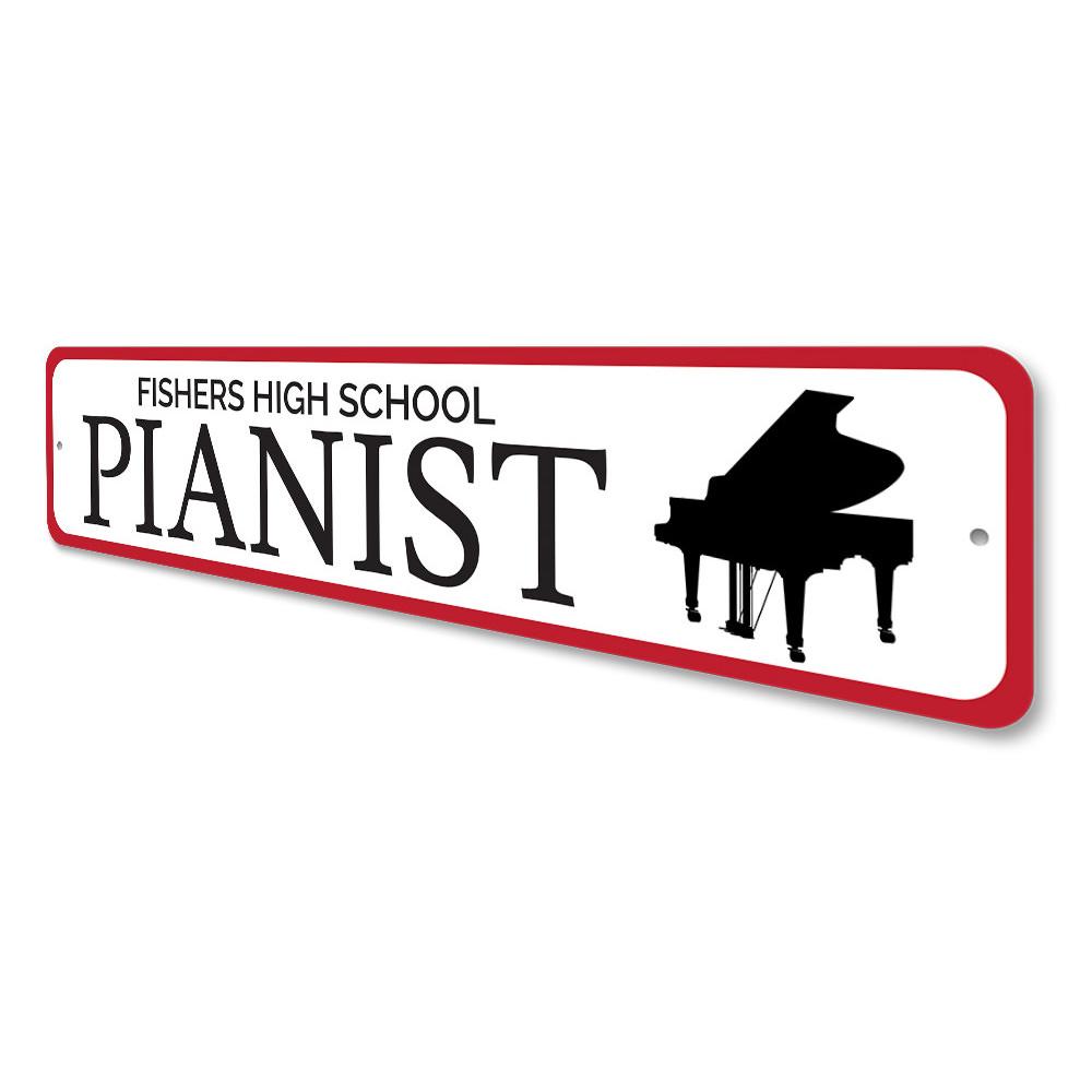 Customizable Pianist Sign made of high-quality aluminum, featuring musical design elements, perfect for home decor.