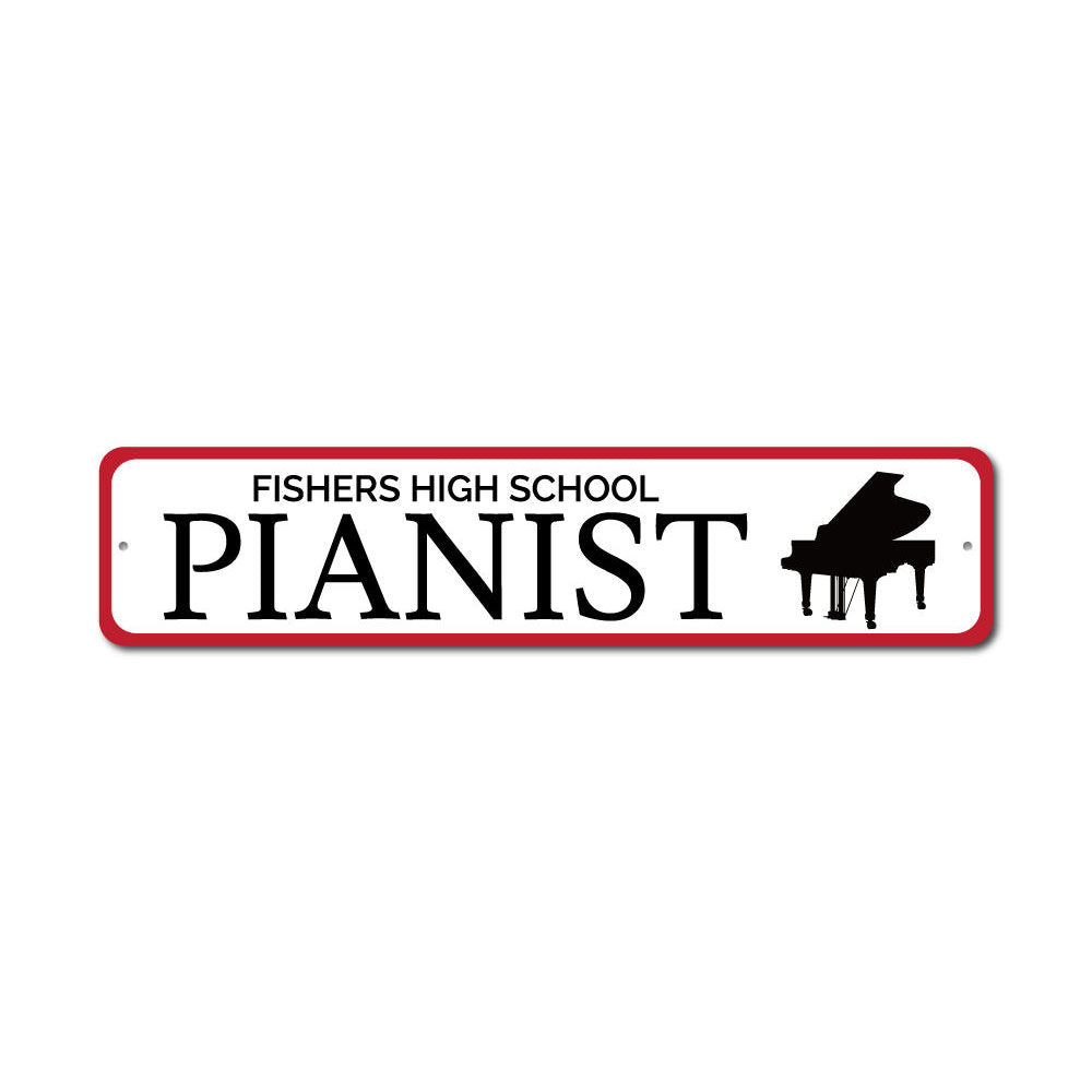 Customizable Pianist Sign made of high-quality aluminum, featuring musical design elements, perfect for home decor.