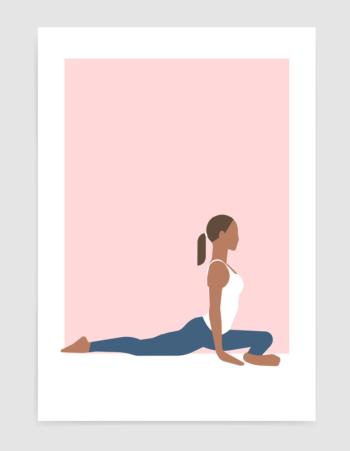 Minimalist Pigeon Pose yoga print showcasing calming design and bold lines.