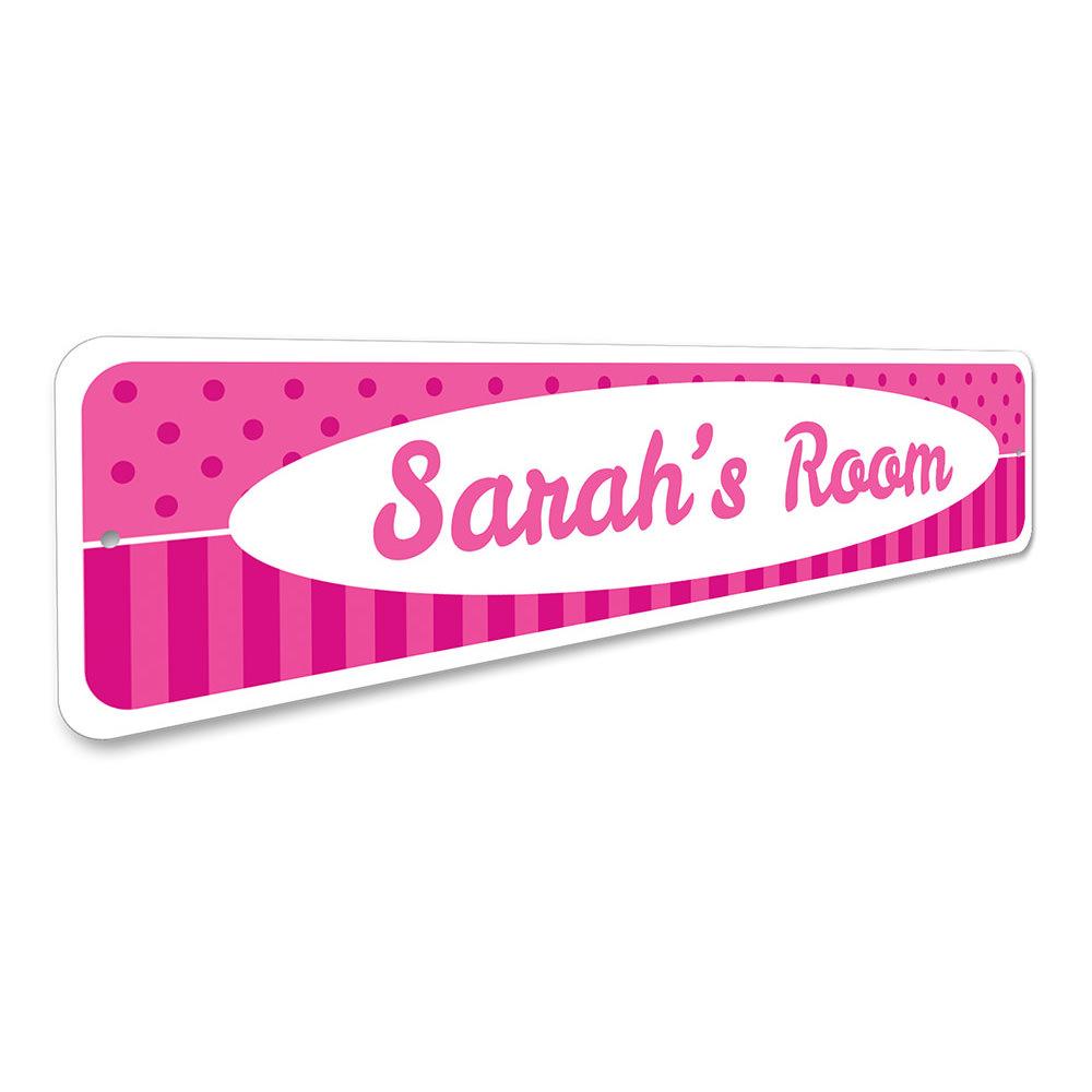 A vibrant Pink Patterns Sign featuring playful designs, perfect for children's rooms, made from durable aluminum.