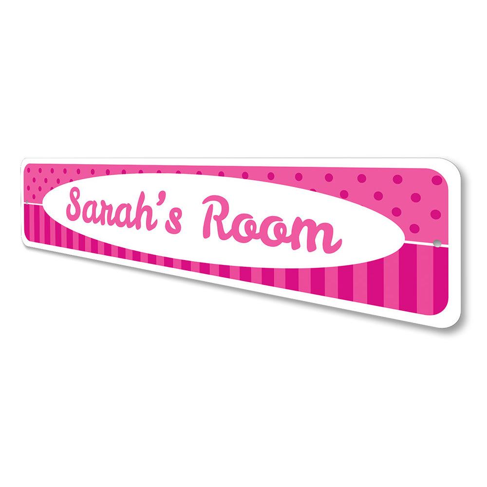 A vibrant Pink Patterns Sign featuring playful designs, perfect for children's rooms, made from durable aluminum.