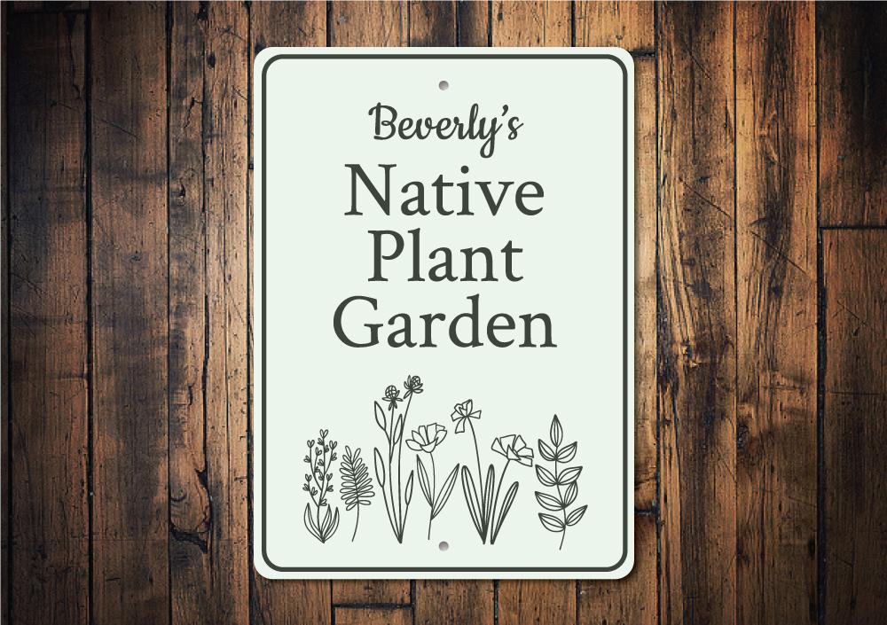 Customizable Plant Garden Sign made from durable aluminum, featuring pre-drilled holes for easy mounting.