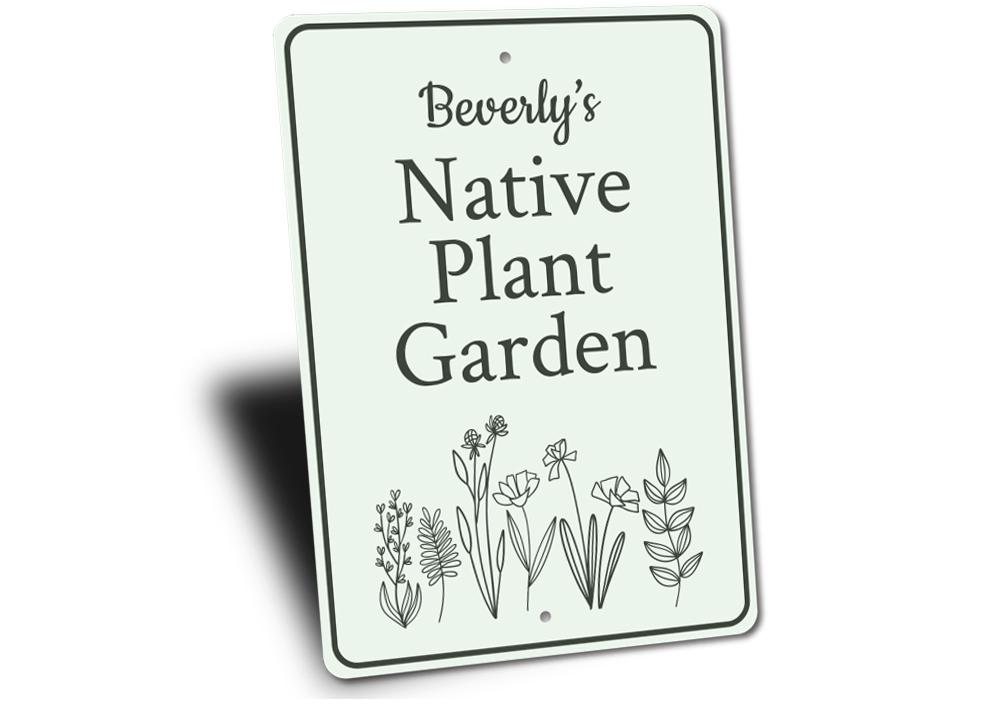 Customizable Plant Garden Sign made from durable aluminum, featuring pre-drilled holes for easy mounting.