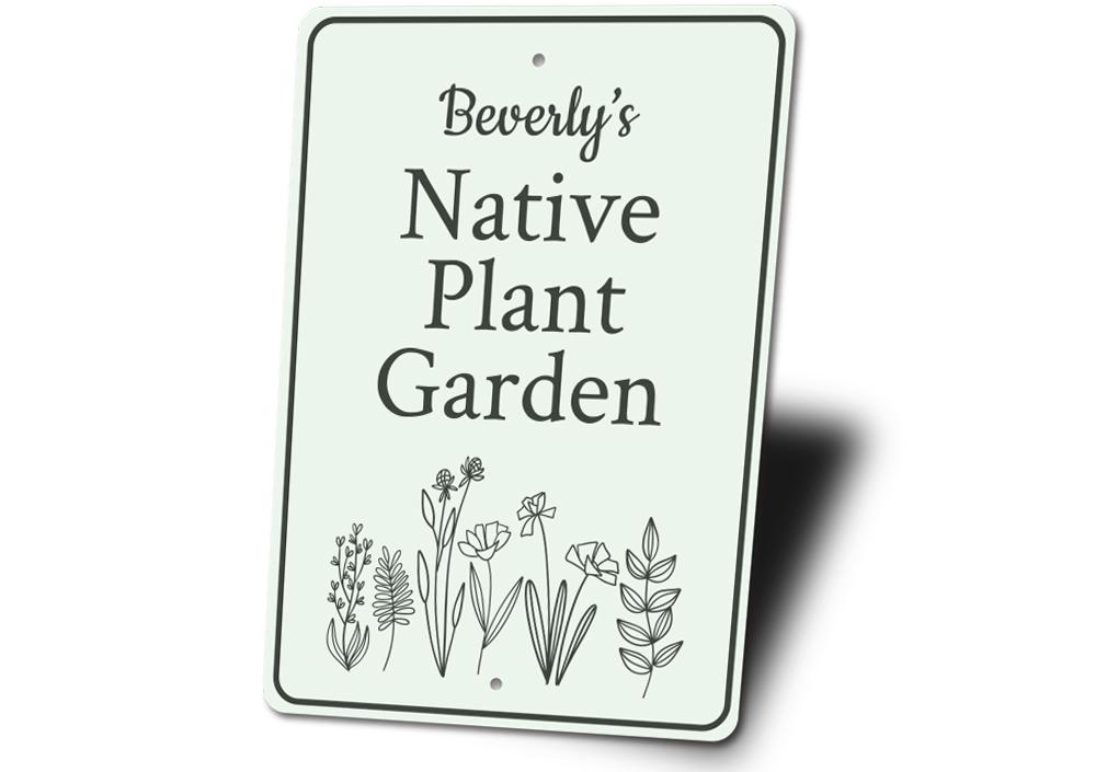 Customizable Plant Garden Sign made from durable aluminum, featuring pre-drilled holes for easy mounting.