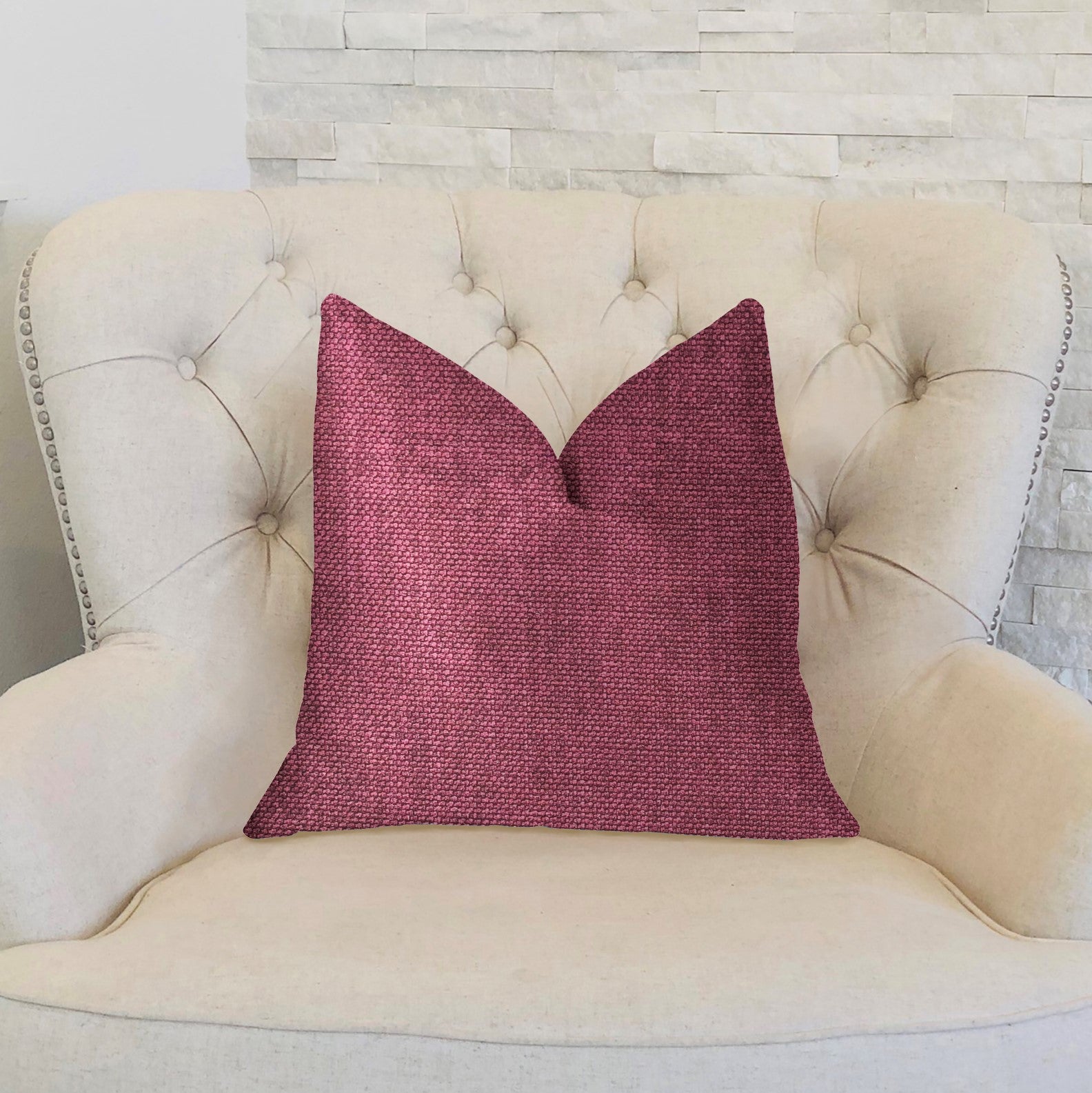 Plumptious Purple Luxury Throw Pillow showcasing rich plum color and elegant design with invisible zipper.