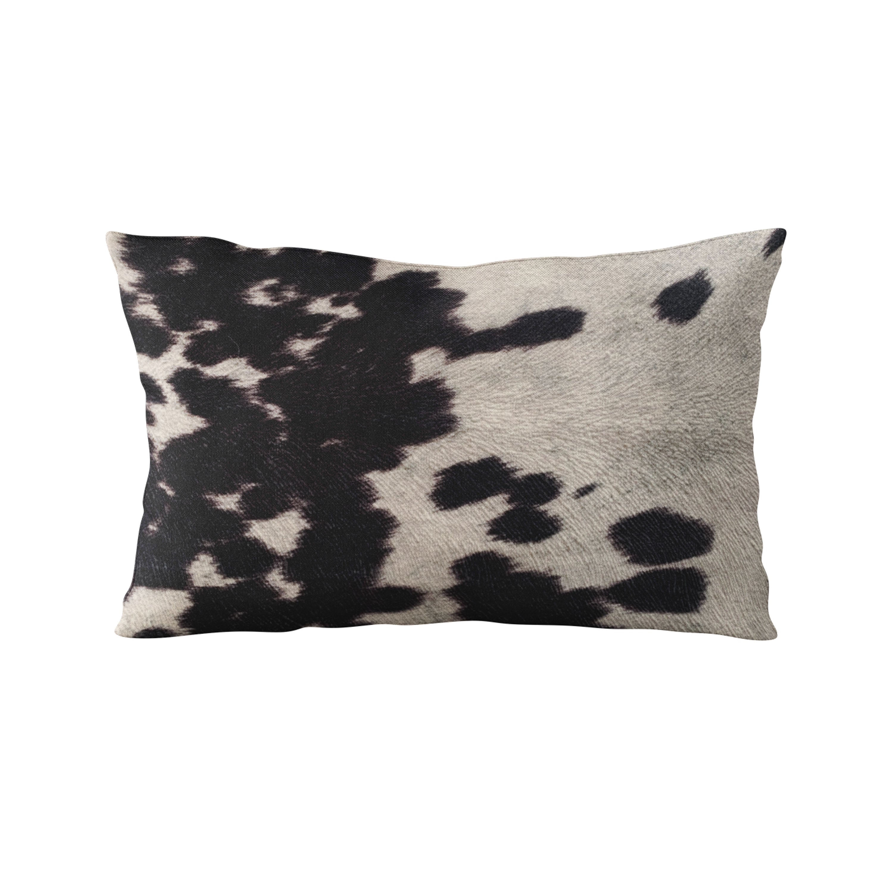 Plutus Black Cowhide Animal Luxury Throw Pillow featuring a sleek black design with a soft texture, perfect for home decor.