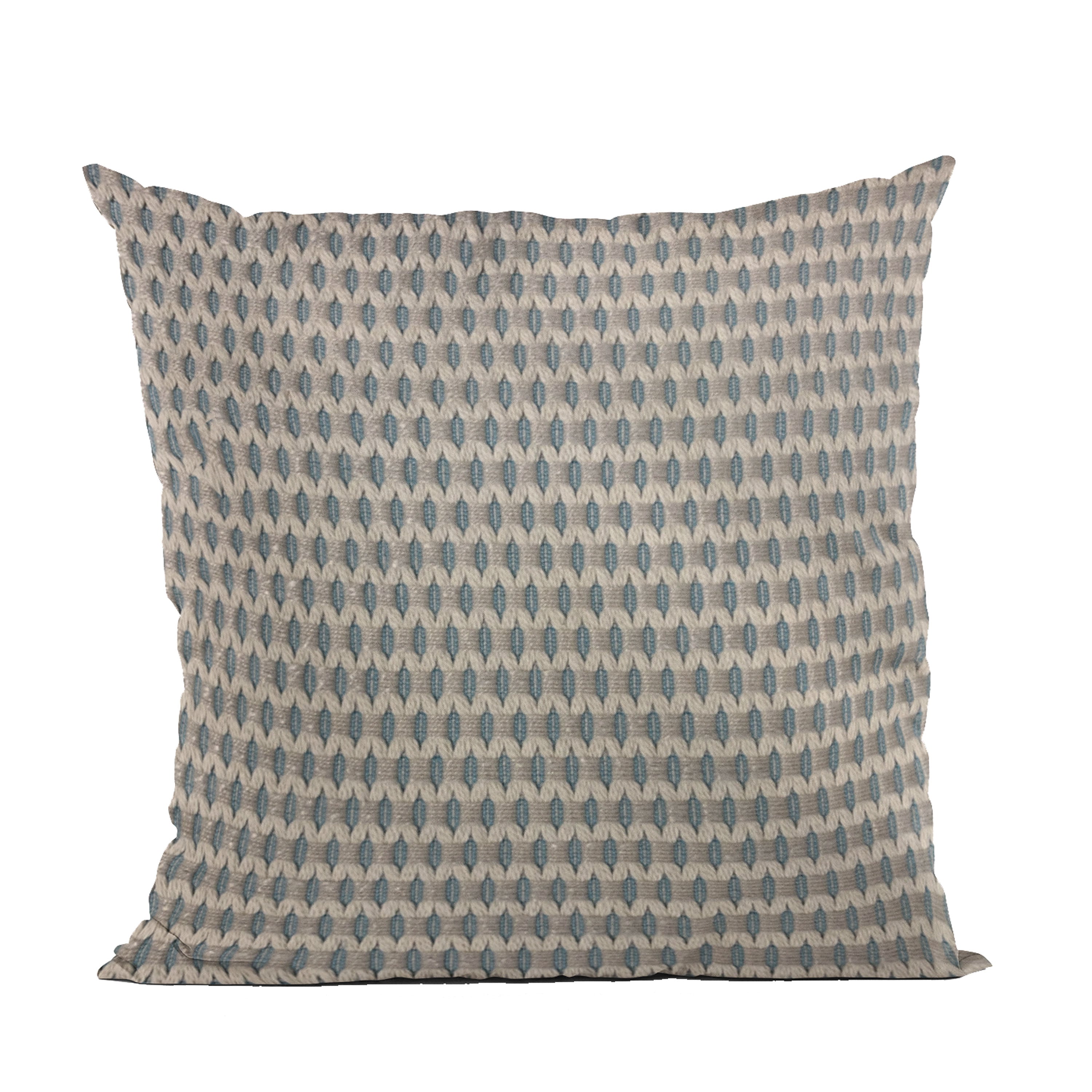 Plutus Blue Rocks Dot Luxury Throw Pillow featuring a trendy blue dot pattern, handmade in the USA with a hypoallergenic down alternative insert.