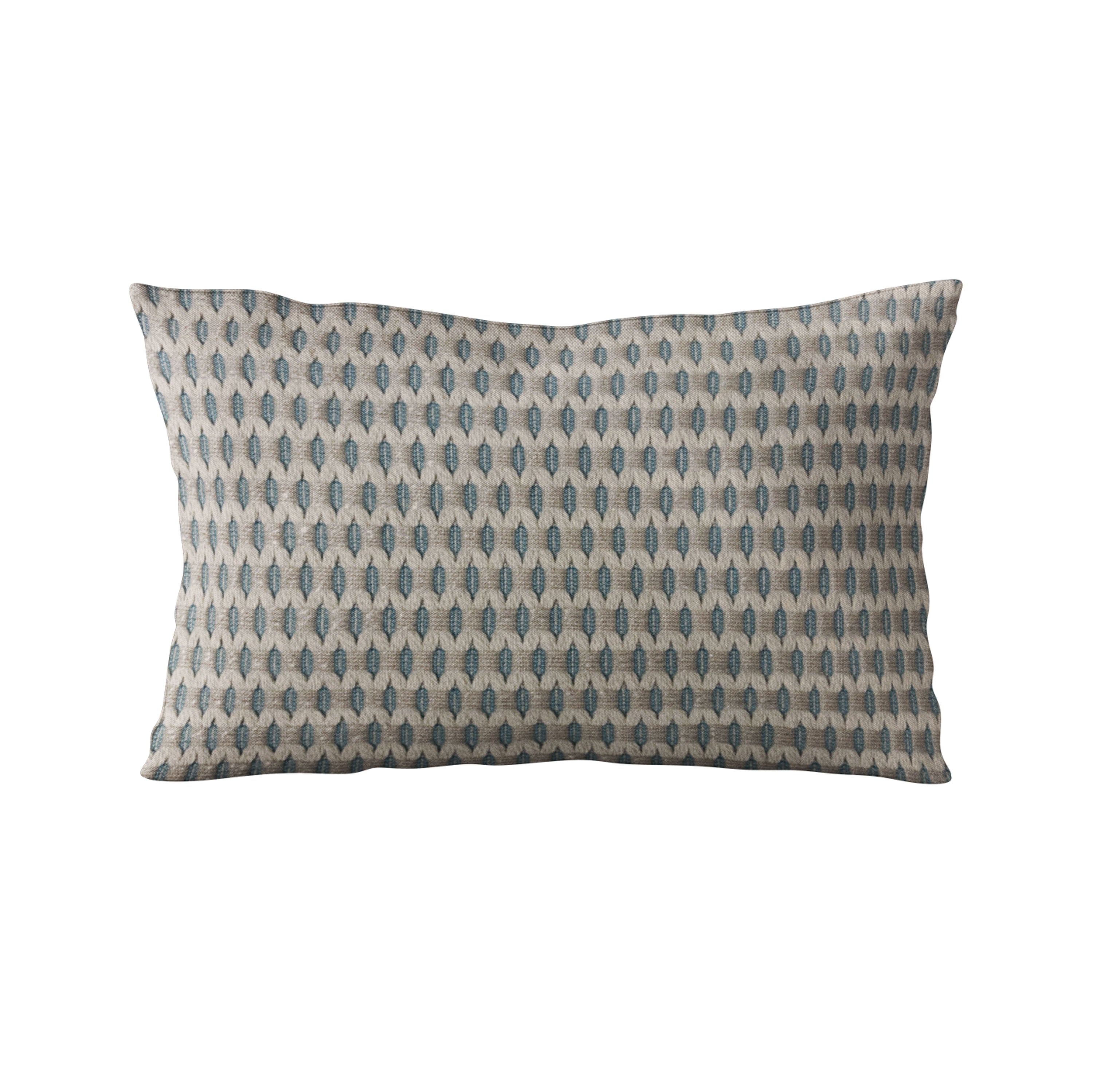 Plutus Blue Rocks Dot Luxury Throw Pillow featuring a trendy blue dot pattern, handmade in the USA with a hypoallergenic down alternative insert.