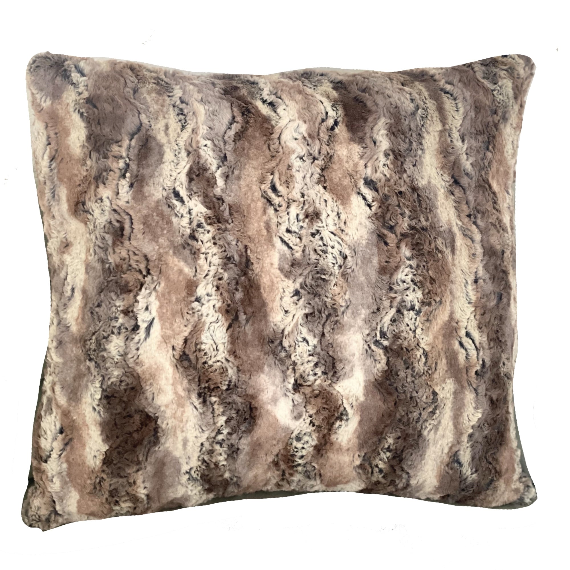 Plutus Brands Elegant Brandy Pillow in light brown, gold, and white with animal motif, showcasing its luxurious handmade design.