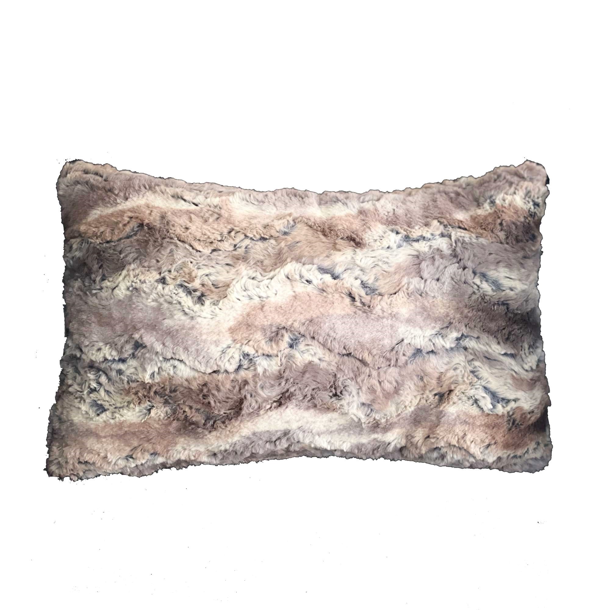 Plutus Brands Elegant Brandy Pillow in light brown, gold, and white with animal motif, showcasing its luxurious handmade design.