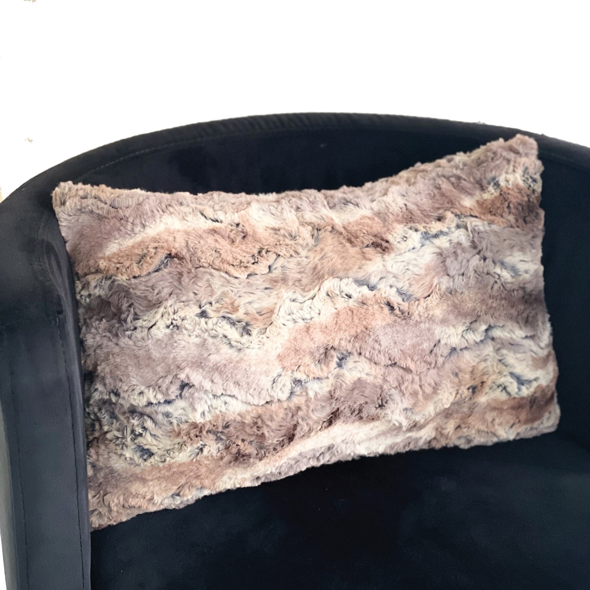 Plutus Brands Elegant Brandy Pillow in light brown, gold, and white with animal motif, showcasing its luxurious handmade design.