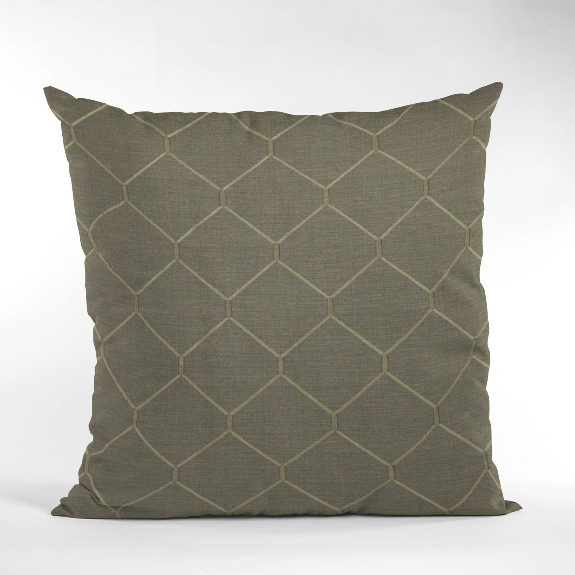 Plutus Bronze Kona Embroidery luxury throw pillow showcasing intricate embroidery and a rich bronze color, perfect for home decor.